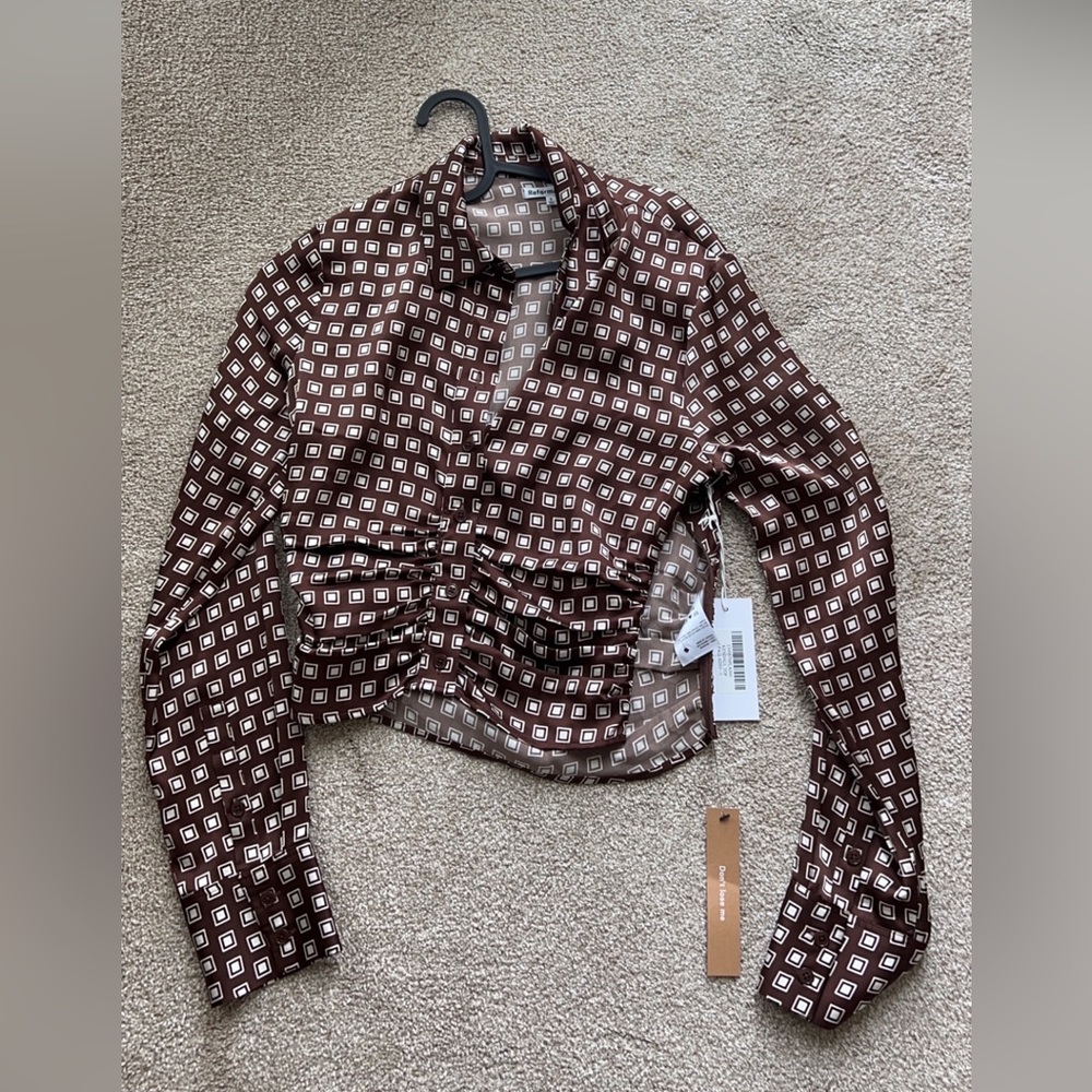 Reformation Kendall silk top Size 0 NWT